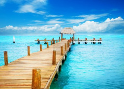 Vacation in Tropic Paradise. Jetty on Isla Mujeres, Mexico