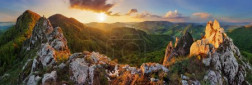 Panorama mountain landscape at sunset, Slovakia, Vrsatec