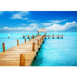 Vacation in Tropic Paradise. Jetty on Isla Mujeres, Mexico